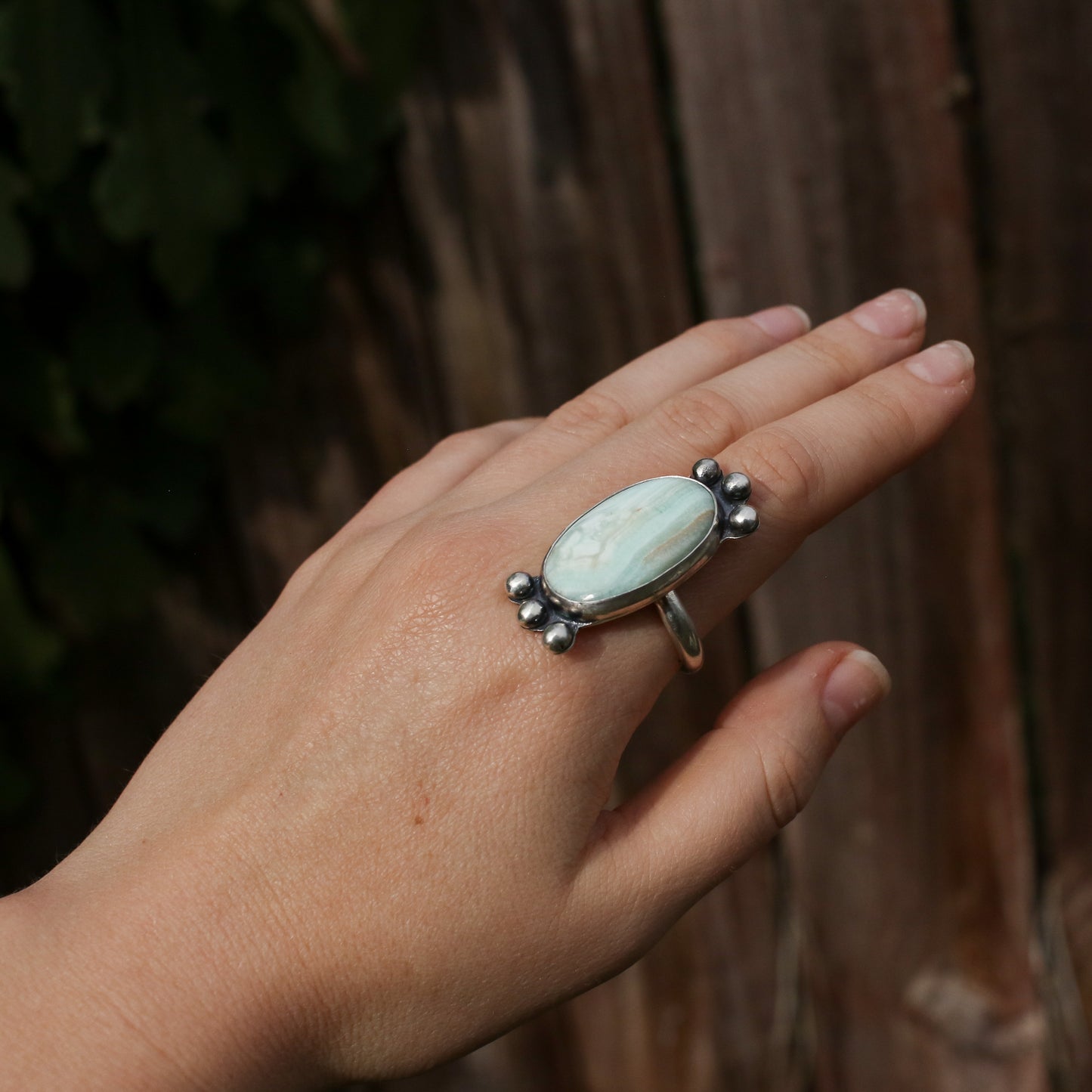 Green Jasper Statement Ring - Size 11