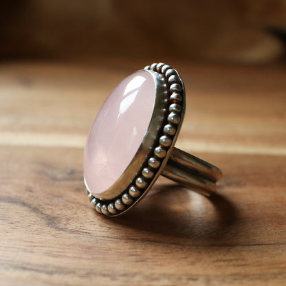 Rose Quartz Statement Ring - Size 9.5