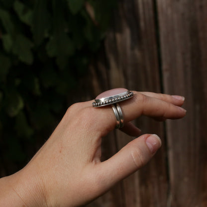 Rose Quartz Statement Ring - Size 9.5